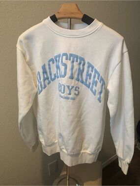 Backstreet Boys Into The Millennium Crewneck Sweater White Blue Graphic Small